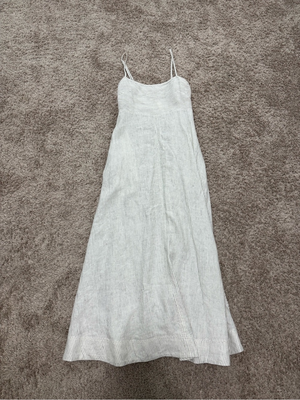 NWT Madewell Stripe Empire Waist Midi Dress in 100% Linen - Medium Cream - Picture 4 of 7